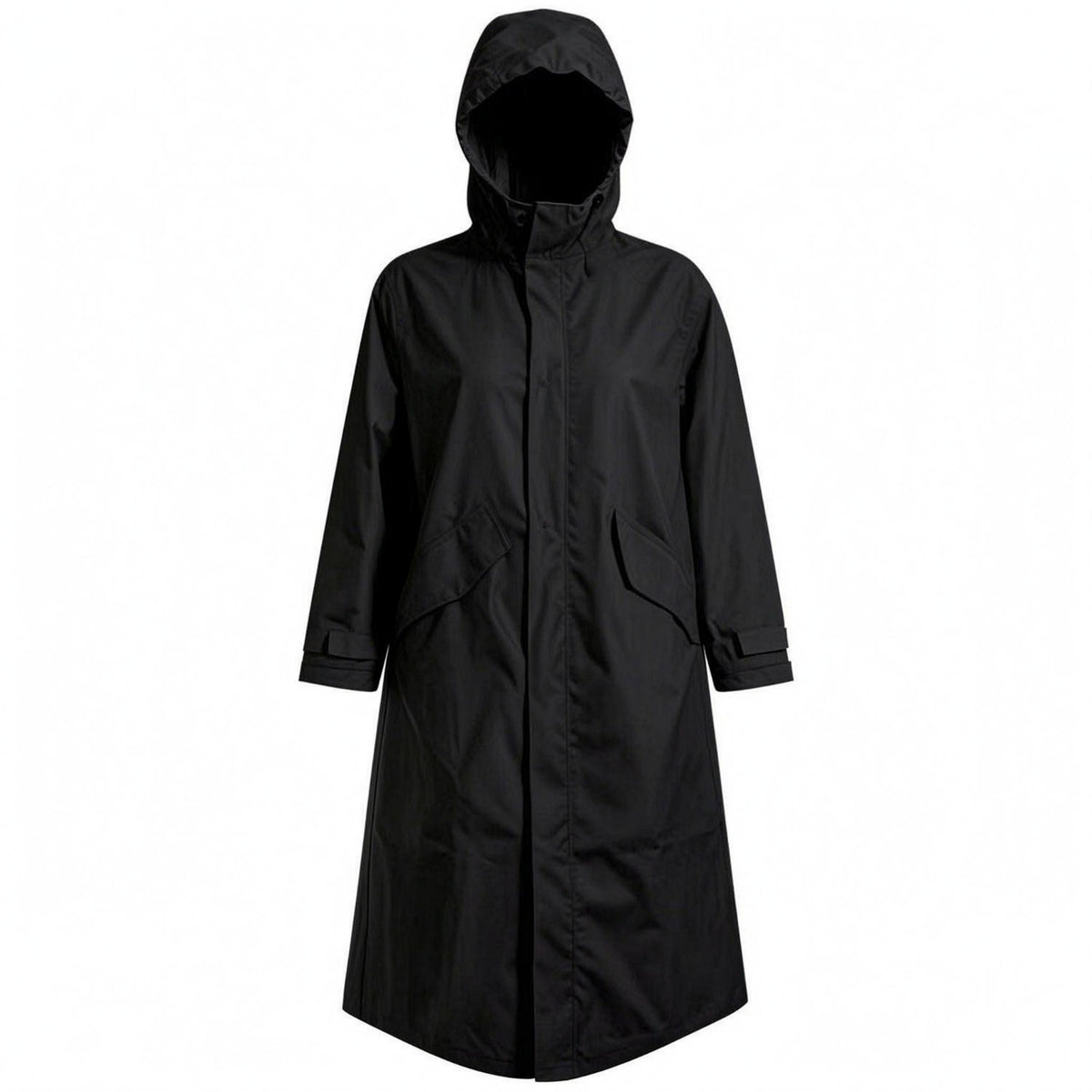 Long Hooded Raincoat Adjustable Cuffs Hooded Raincoat Full Coverage Apparel