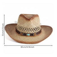 Straw Cowboy Hat Breathable Cowboy Straw Hat Protection for Outdoor