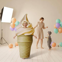 Soft Serve Cone Costume Single-Piece Ice Cream Cone Costume Waffle Texture