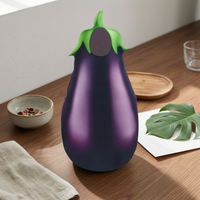 Violet Eggplant Costume Green Leafy Top Eggplant Costume Adult One-Size