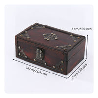 Wooden Storage Box Vintage Wooden Box Rivet Embellishments Hinged Lid