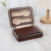 Multi-Compartment Watch Storage Box Soft Suede Lining Portable Watch Organizer Zippered Accessory Box Shockproof Jewelry