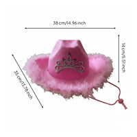 Pink Western Hat Feather Design Costume Accessory LED Light for Stage, Festival