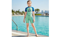 Kids 2mm Thermal Swimsuit High Stretch Single Piece Thermal Swimsuit Girls Shorty Wetsuit Skin-Gentle Short Sleeve Diving Suit