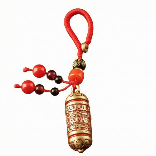 Lacquered Brass Charm Gold-Tone Cylindrical Charm Bead-Like