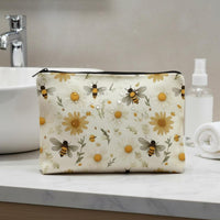 Floral Makeup Pouch Water-Resistant Floral Makeup Bag Portable for Bathroom