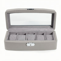 5-Slot Watch Box Pu Leather Watch Box with Window Rectangular for Dresser