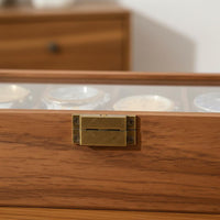Wood Grain Watch Storage Box Multi-Functional Watch Collection Display Case Large Capacity Metal Clasp
