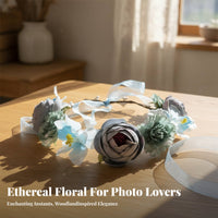 Handmade Fabric Flower Crown Headpiece, Simulated Floral Hair Accessory, Bridal, Boho, Getaway, Photography, Random Color