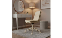 Waterproof Cushioned Vanity Stool with Back Easy to Clean Upholstered Rolling Computer Chair Comfortable Cushion Home Furniture Nordic Design for Women, Students