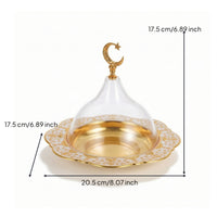 Dessert Display with Glass Cover Embossed Tray with Dome Elegant for Tea Time