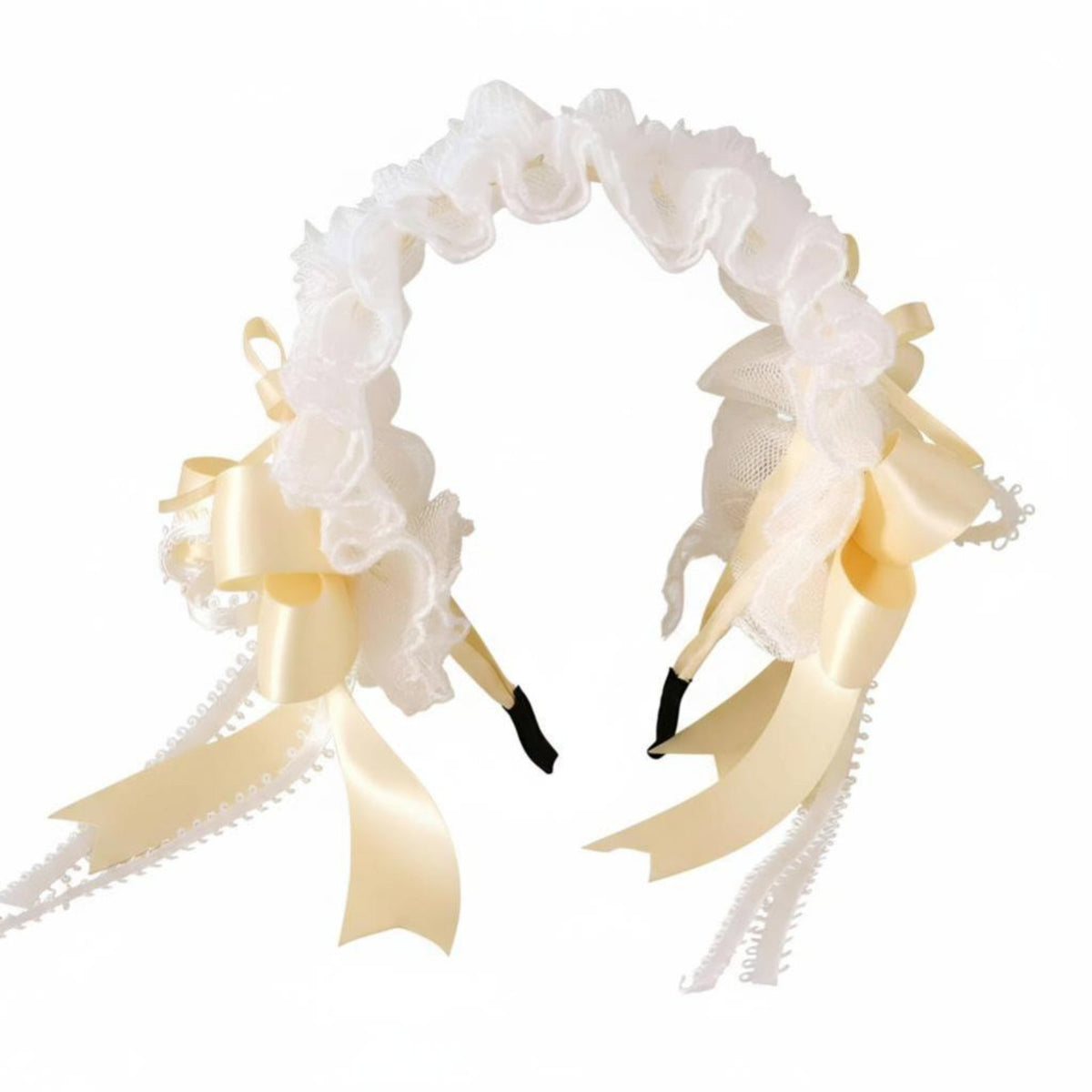 Feather Mini Hat, Milk Yellow Silk Headband, Sweet Vintage Ballet Lace Hair Clip for Children