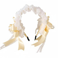 Feather Mini Hat, Milk Yellow Silk Headband, Sweet Vintage Ballet Lace Hair Clip for Children
