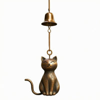Cat Wind Chime Small Bell Bronze Cat Chime Outdoor Use for Garden