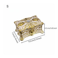Vintage Metal Jewelry Box Velvet Lined Interior Enamel Jewelry Holder for Bride