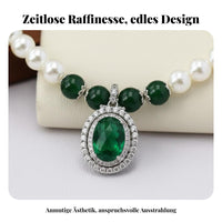 Pearl and Green Stone Necklace Mother's Day Gift Mineral Pearl Necklace