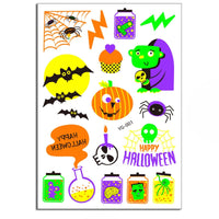 Fluorescent Kids Stickers, Halloween Pumpkin, Cartoon Face