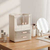 Desktop Cosmetic Storage Box Elegant Design Vanity Countertop Organizer Waterproof Skincare Display Case with Lid for Women