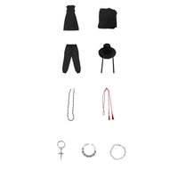 Black Cosplay Costume Full-Body Performance Wear Layered for Men
