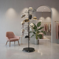 Floor Standing Hat Stand Rust-Resistant Multi-Tier Hat Display Stand Hairpiece Display Stand Strong Load-Bearing for Boutique