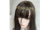 Headpiece with Crystal Ethnic-Inspired Leaf Headband Greek-Style for Festivals