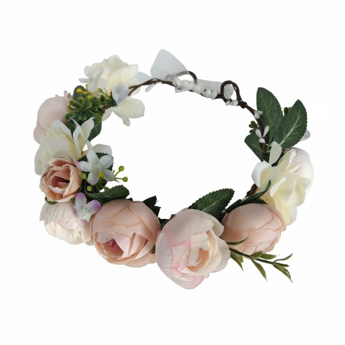 Bohemian Floral Crown Headband, Handmade Flower Hair Accessory, Bridal Wedding Photo Prop