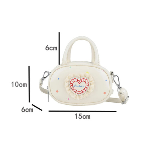 Dotted Mini Purse Lace Trim Heart Crossbody Bag Detachable Strap for Outings