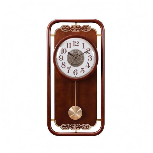 Wooden Pendulum Wall Clock Solid Wood Chinese Vintage Wall Clock
