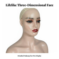 Pinnable Mannequin Head with Shoulders Pierced Ears Hairpiece Display Head Long-Lasting PVC for Stylists, Retailers, Salon, Shop Window