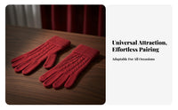 Cashmere Five-Finger Gloves Soft Texture All-Gender Warm Gloves Winter Accessory Ribbed Knit Extended Wrist Coverage