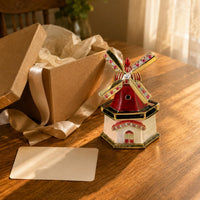 Dutch Mill Box Gold-Tone Home Decoration Compact