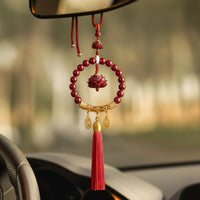 Cinnabar Lotus Car Ornament Premium Materials Chinese Design Car Tassel Ornament