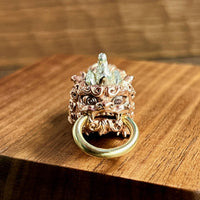Mythical Protector Keychain Violet Copper Chinese-Style Keychain Curled Mane Decorative Charm