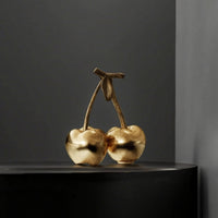 Metal Cherry with Leaf Compact Metal Cherry Ornament Sculptural Decor for Bookshelf