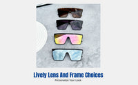 Trendy Punk Sunglasses, Large One-Piece Lens, Outdoor, Cycling, Unisex, Colorful Frame