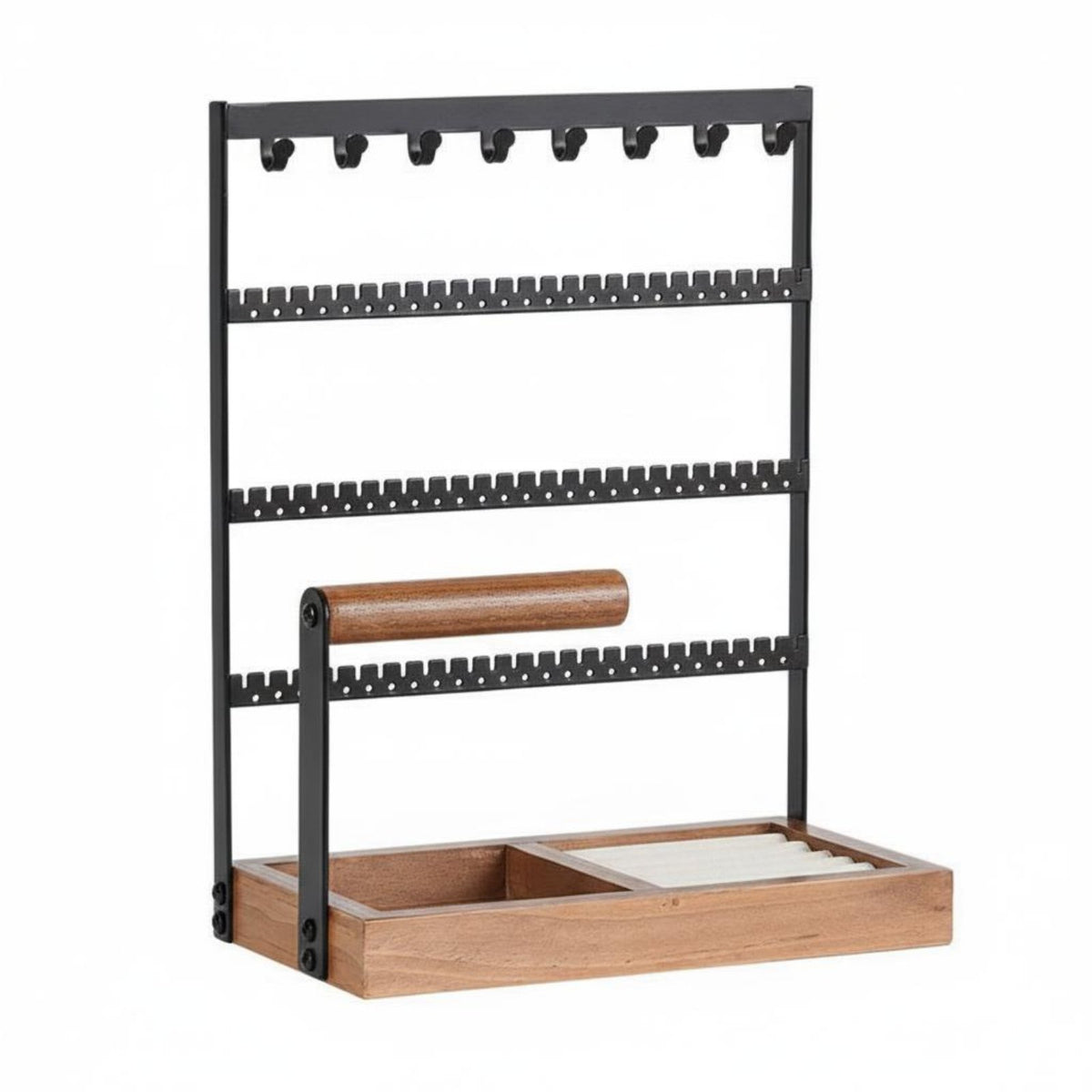 Jewelry Display Stand Sturdy 4-Tier Jewelry Rack Earring and Necklace Holder Saves Space Individual Accessory Storage