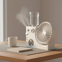 Mini Misting Fan Low Noise Type-C Desk Fan with Humidifier 3 Speed Settings