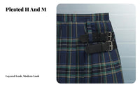 Scottish Kilt Plus Size Available Pleated Plaid Skirt Adjustable Fit