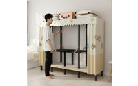Installation-No-Tools Foldable Cloth Wardrobe Easy to Assemble Portable Wardrobe Closet Quick Assembly Steel Frame Textile Closet Space Saving for Renters, Students, Rental Room, Temporary Housing