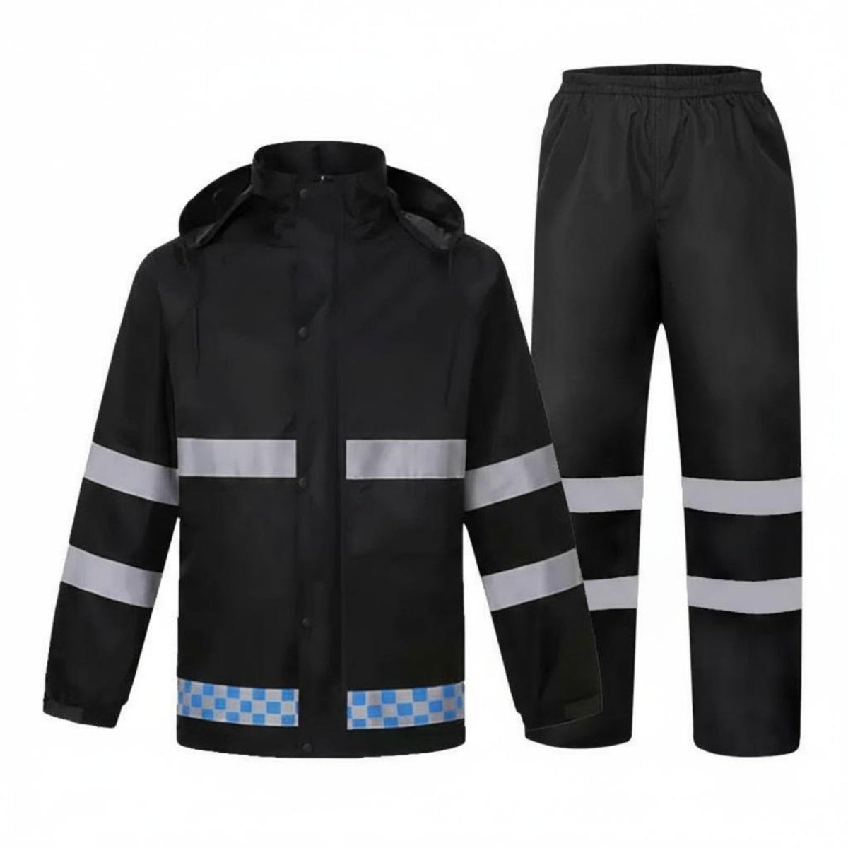 Long-Lasting Reflective Rain Suit Breathable Material High Visibility Rain Jacket and Pants Windproof for Traffic Men, Motorcycling, Hiking