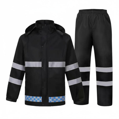 Long-Lasting Reflective Rain Suit Breathable Material High Visibility Rain Jacket and Pants Windproof for Traffic Men, Motorcycling, Hiking