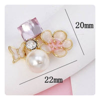 Rhinestone Pearl Embellishment Flat Back Design Faux Pearl Flower Embellishments