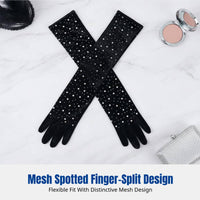 Halloween Cosplay Plush Gloves, Crystal Mesh, Women's Sun Protection, Nightclub Performance Accessory