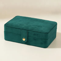 Velvet Jewelry Box Compact Jewelry Box with Snap Button Multi-Compartment