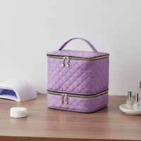 Double Layer Nail Polish Bag Portable Shoulder Strap 40 Bottle Nail Polish Case Large Capacity for Manicurists, Travel, Salon