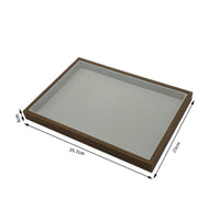 Jewelry Display Tray Walnut Wood Grain Wooden Display Tray Light Gray for Vanity