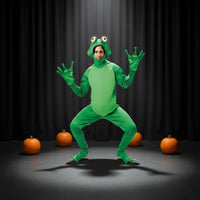 Frog Prince Costume Webbed Hands and Feet Full Body Frog Suit Funny Design Party Apparel for Men, Adults
