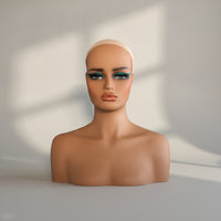 Mannequin Head with Shoulders Skin Tone Female Mannequin Bust Lightweight Hairpiece Display Head for Salon Owners, Jewelers, Hair Salons