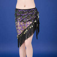 Belly Dance Hip Scarf Lightweight Sequin Fringe Skirt Adjustable Tie for Dancers