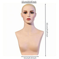 Female Hairpiece Head Bust Skin-Toned-Toned Hairpiece Display Bust Minimalist